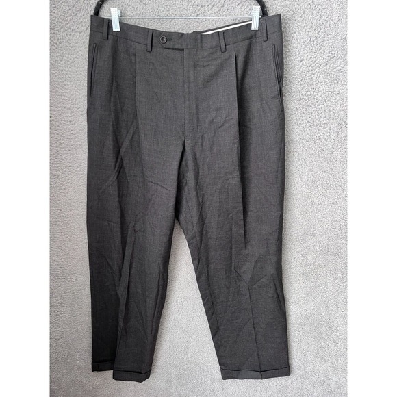 Canali Proposta Dress Pants Mens 36x30 Grey Pleated Front Wool Cuffed Italy Made - Picture 1 of 14